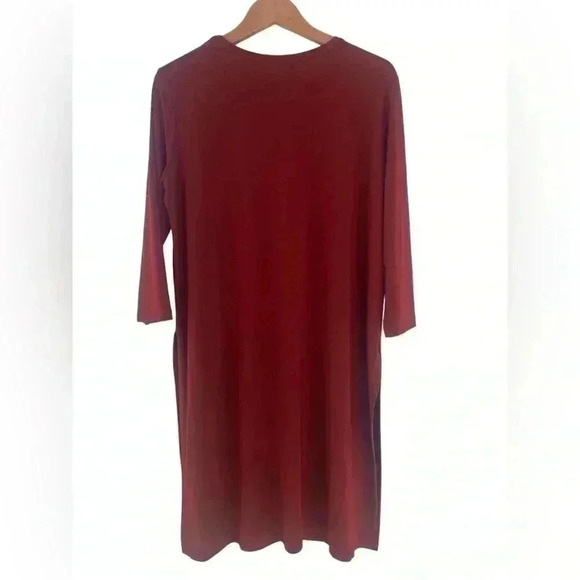 Clara Sun Woo Tunic Dress Burgundy with Slide Slits Size Large - Picture 4 of 6